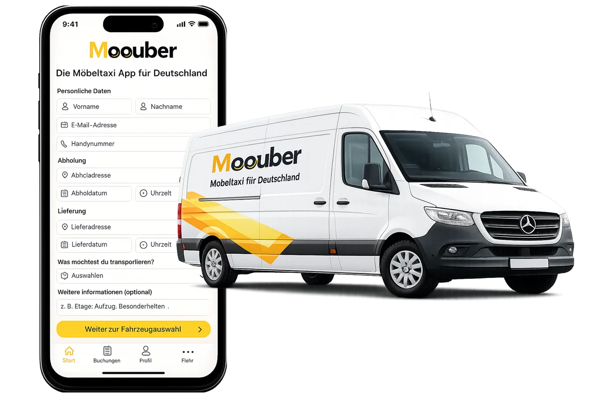 Moouber App mit Fahrzeugbuchung